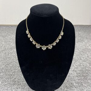 J.Crew Crystal Rhinestone Statement Necklace Gold Tone Womens Jewelry Bling